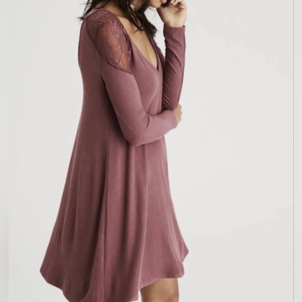 American Eagle Outfitters Mauve Shift Dress With Lace XS